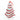 A Little Debbie Christmas Tree Cake® Ornament shaped like a white frosted tree with red icing stripes and green sprinkle details, hanging from a red ribbon against a white background.