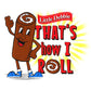 Close-up view of the Swissy 'That's How I Roll' design on the Little Debbie T-shirt, featuring Swissy the mascot standing next to "That's how I roll text.