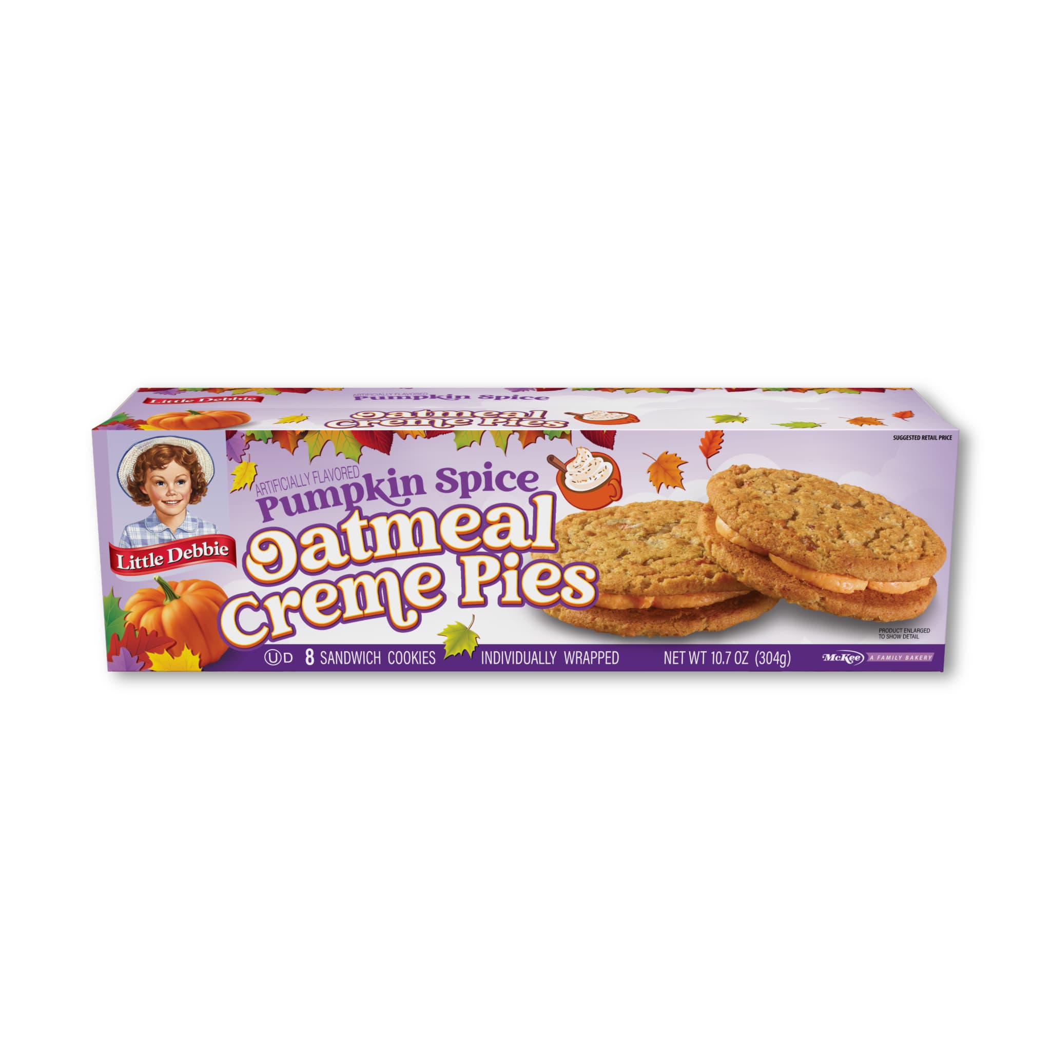 Pumpkin Spice Oatmeal Creme Pies (1 carton, 8 cookies)